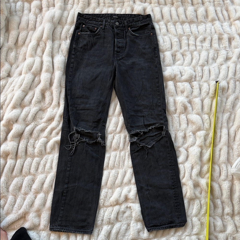 GRLFRND Mica ripped Charcoal Black Denim Jeans